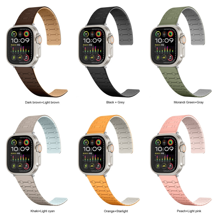 For Apple Watch Ultra 49mm Two Color Loop Magnetic Silicone Watch Band(Orange+Starlight) - Watch Bands by PMC Jewellery | Online Shopping South Africa | PMC Jewellery