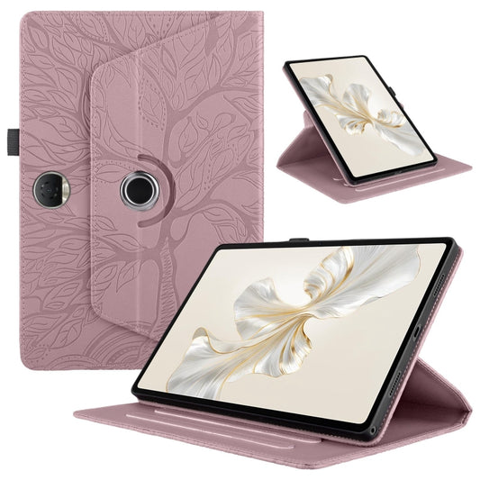 For Honor Pad 9 Tree Life Embossed Rotation Leather Tablet Case(Rose Gold) - Honor by PMC Jewellery | Online Shopping South Africa | PMC Jewellery | Buy Now Pay Later Mobicred