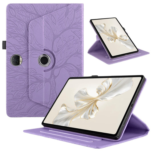 For Honor Pad 9 Tree Life Embossed Rotation Leather Tablet Case(Purple) - Honor by PMC Jewellery | Online Shopping South Africa | PMC Jewellery | Buy Now Pay Later Mobicred