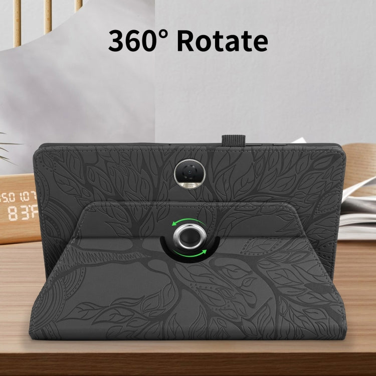 For Honor Pad 9 Tree Life Embossed Rotation Leather Tablet Case(Black) - Honor by PMC TechLife | Online Shopping South Africa | PMC TechLife | Buy Now Pay Later Mobicred