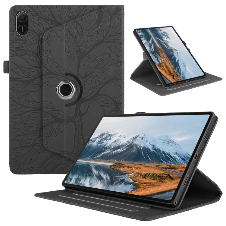 For Honor Pad X8a Tree Life Embossed Rotation Leather Tablet Case(Black) - Honor by PMC TechLife | Online Shopping South Africa | PMC TechLife | Buy Now Pay Later Mobicred