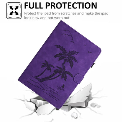 For Samsung Galaxy Tab S9 FE X510/X516B Coconut Tree Embossed Smart Leather Tablet Case(Purple) - Galaxy Tab S9 FE by PMC Jewellery | Online Shopping South Africa | PMC Jewellery | Buy Now Pay Later Mobicred