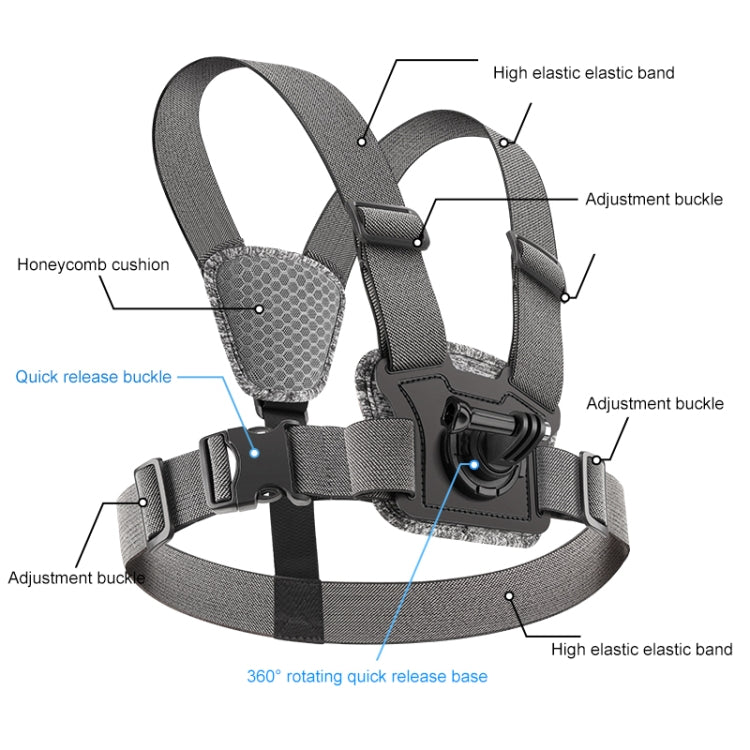 4 in 1 Adjustable Body Mount Belt Chest Strap with Mount & Screw(Grey) - Chest Belt by RUIGPRO | Online Shopping South Africa | PMC Jewellery | Buy Now Pay Later Mobicred