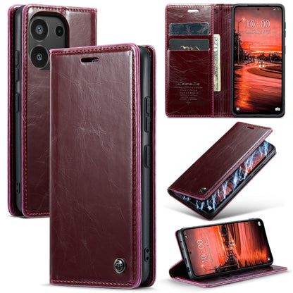 For Xiaomi Redmi Note 13 4G CaseMe 003 Crazy Horse Texture Flip Leather Phone Case(Mulberry Red) - Xiaomi Cases by CaseMe | Online Shopping South Africa | PMC Jewellery | Buy Now Pay Later Mobicred