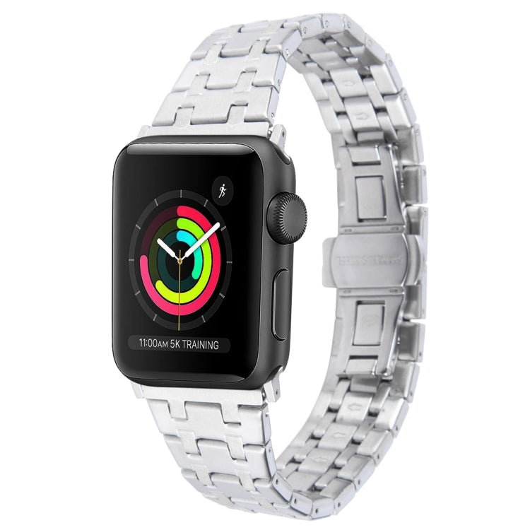 For Apple Watch 42mm Double T Stainless Steel Watch Band(Silver) - Watch Bands by PMC Jewellery | Online Shopping South Africa | PMC Jewellery