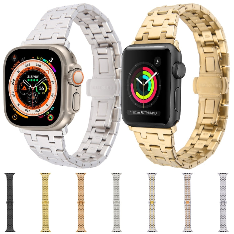 For Apple Watch Series 4 40mm Double T Stainless Steel Watch Band(Rose Gold) - Watch Bands by PMC Jewellery | Online Shopping South Africa | PMC Jewellery