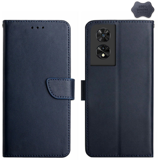 For TCL 505 Genuine Leather Fingerprint-proof Flip Phone Case(Blue) - More Brand by PMC Jewellery | Online Shopping South Africa | PMC Jewellery | Buy Now Pay Later Mobicred