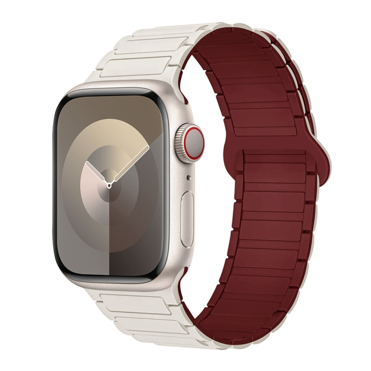 For Apple Watch SE 2023 44mm I-Shaped Magnetic Silicone Watch Band(Starlight Wine Red) - Watch Bands by PMC Jewellery | Online Shopping South Africa | PMC Jewellery