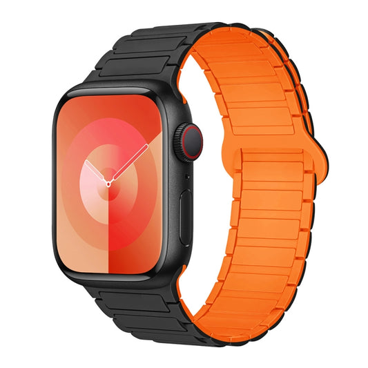 For Apple Watch Series 5 40mm I-Shaped Magnetic Silicone Watch Band(Black Orange) - Watch Bands by PMC Jewellery | Online Shopping South Africa | PMC Jewellery