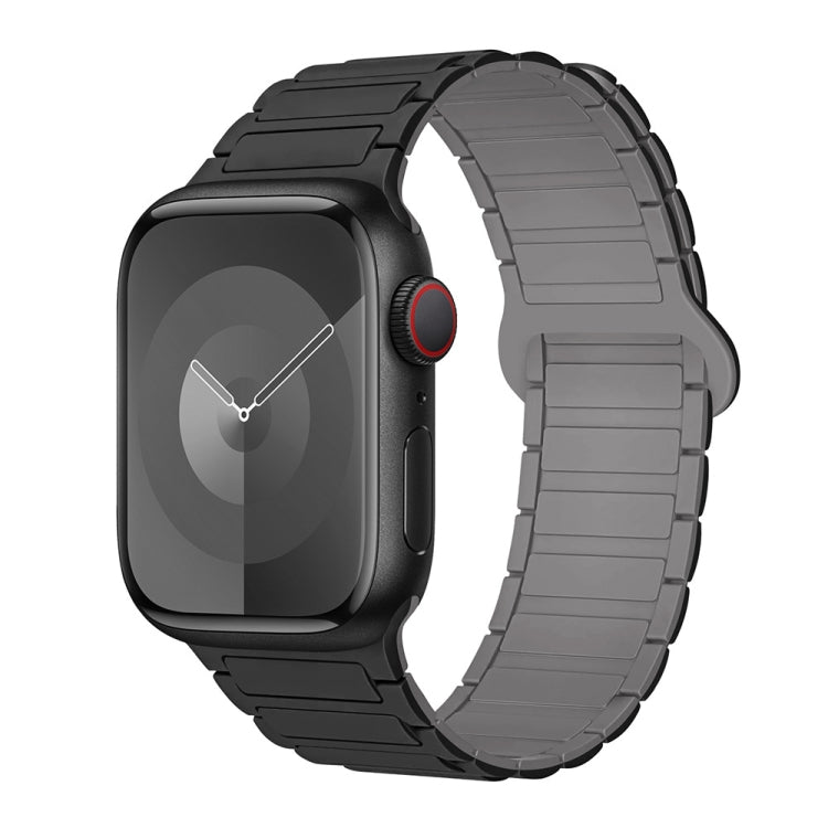 For Apple Watch Series 3 38mm I-Shaped Magnetic Silicone Watch Band(Black Gray) - Watch Bands by PMC Jewellery | Online Shopping South Africa | PMC Jewellery