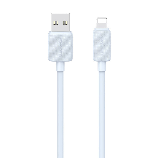 USAMS US-SJ689 USB to 8 Pin 2.4A Striped Fast Charge Data Cable, Length:1m(Blue) - Normal Style Cable by USAMS | Online Shopping South Africa | PMC Jewellery | Buy Now Pay Later Mobicred