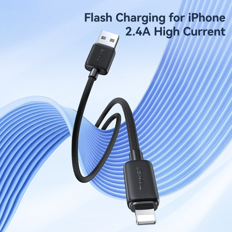 USAMS US-SJ689 USB to 8 Pin 2.4A Striped Fast Charge Data Cable, Length:1m(Blue) - Normal Style Cable by USAMS | Online Shopping South Africa | PMC Jewellery | Buy Now Pay Later Mobicred