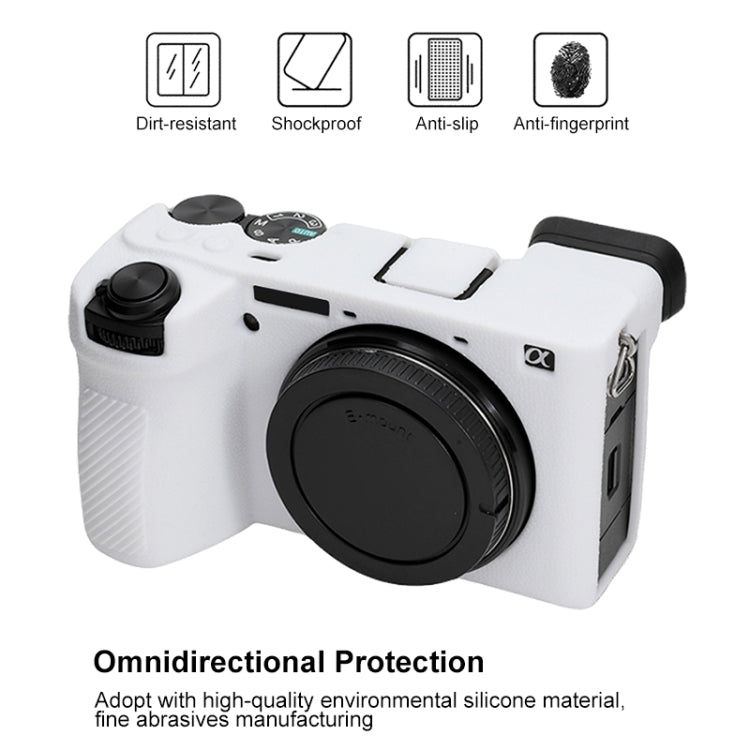 For Sony ILCE-6700 / A6700 Litchi Texture Soft Silicone Protective Case(White) - Protective Case by PMC TechLife | Online Shopping South Africa | PMC TechLife