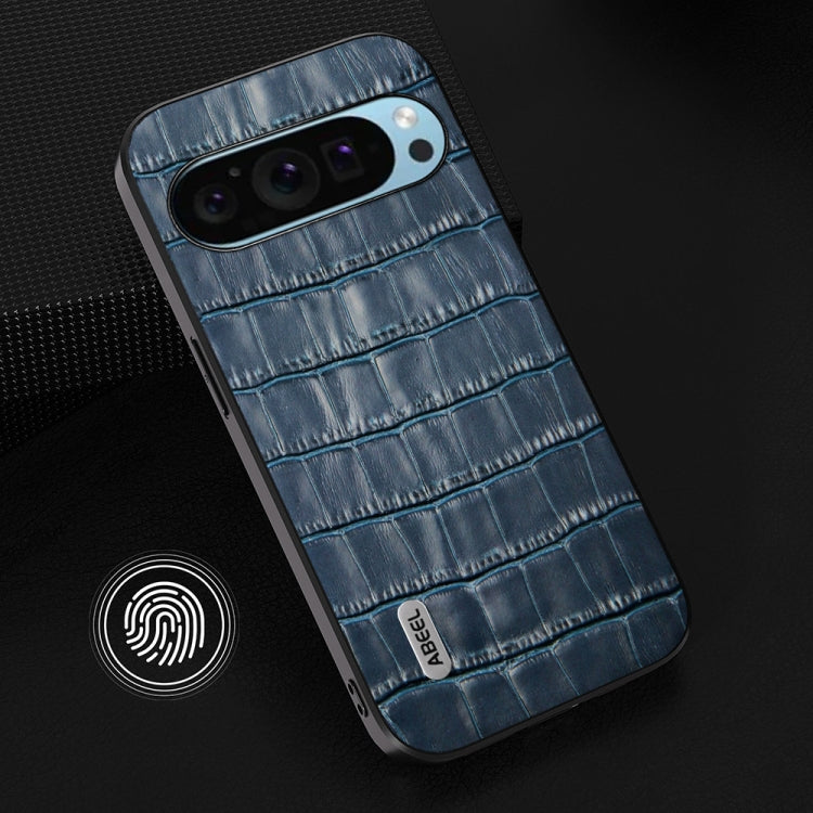 For Google Pixel 9 Pro ABEEL Crocodile Texture Genuine Leather Phone Case(Blue) - Google Cases by PMC Jewellery | Online Shopping South Africa | PMC Jewellery | Buy Now Pay Later Mobicred