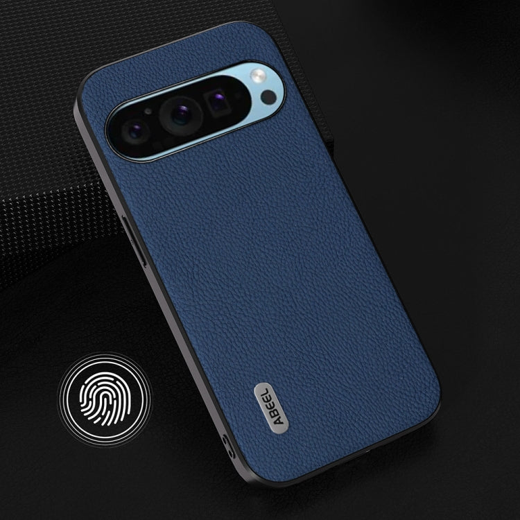 For Google Pixel 9 ABEEL Genuine Leather + PC Litchi Texture Phone Case(Blue) - Google Cases by PMC Jewellery | Online Shopping South Africa | PMC Jewellery | Buy Now Pay Later Mobicred