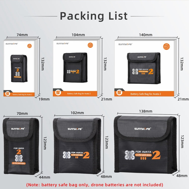 For DJI Avata 2 Sunnylife Battery Explosion-proof Safe Bag Protective Li-Po Safe Bag(For 3pcs Batteries) - Cases & Bags by Sunnylife | Online Shopping South Africa | PMC TechLife | Buy Now Pay Later Mobicred