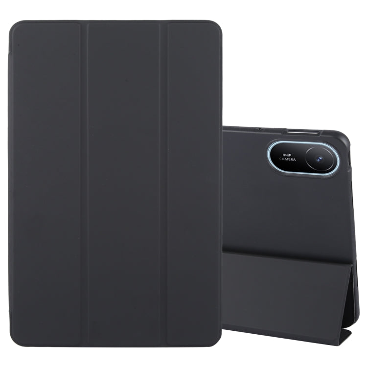 For Huawei MatePad SE 11 2024 Tri-fold Silicone Leather Tablet Case(Black) - free shipping - PMC Jewellery - Order now!
