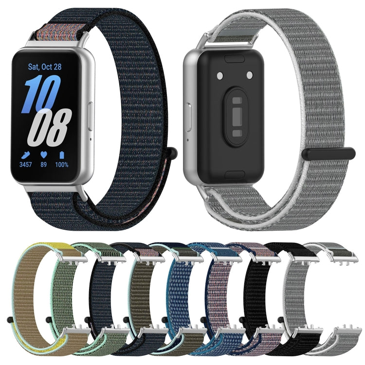 For Samsung Galaxy Fit 3 Nylon Loop Hook and Loop Fastener Watch Band(Grey Blue) - Watch Bands by PMC TechLife | Online Shopping South Africa | PMC TechLife