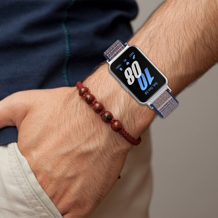 For Samsung Galaxy Fit 3 Nylon Loop Hook and Loop Fastener Watch Band(Ocean Blue) - Watch Bands by PMC TechLife | Online Shopping South Africa | PMC TechLife