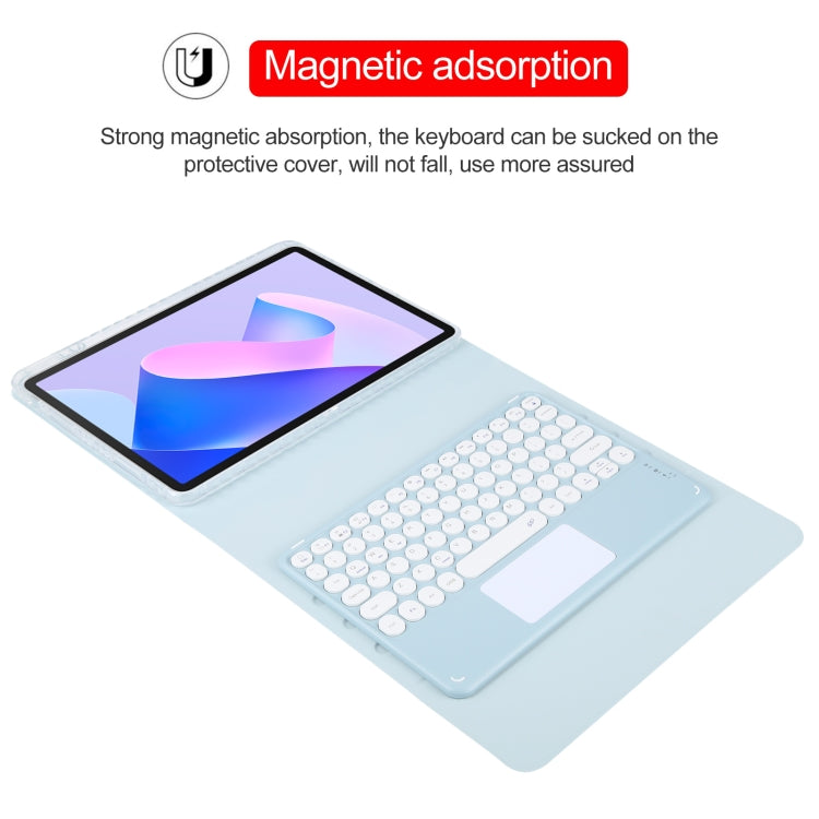 For Huawei MatePad 11 2023 / 2021 Round Button Bluetooth Keyboard Rotatable Holder Leather Case with Touchpad(Sky Blue) - Huawei Keyboard by PMC TechLife | Online Shopping South Africa | PMC TechLife