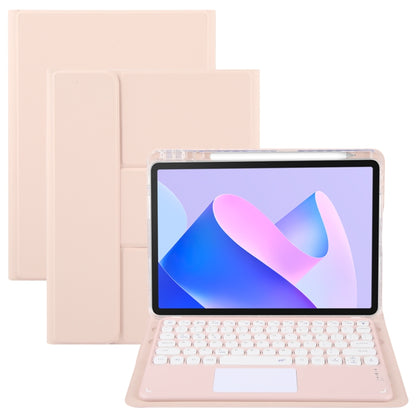 For Huawei MatePad 11 2023 / 2021 Round Button Bluetooth Keyboard Rotatable Holder Leather Case with Touchpad(Rose Gold) - Huawei Keyboard by PMC Jewellery | Online Shopping South Africa | PMC Jewellery