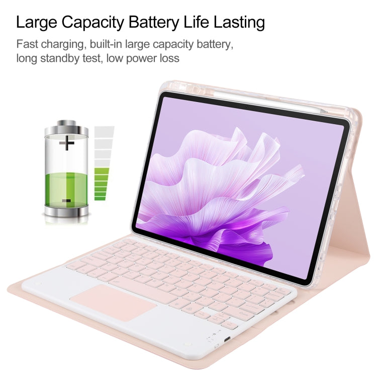 For Huawei MatePad Air 11.5 Square Button Bluetooth Keyboard Rotatable Holder Leather Case with Touchpad(Rose Gold) - Huawei Keyboard by PMC TechLife | Online Shopping South Africa | PMC TechLife