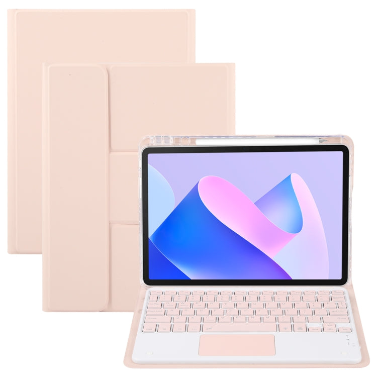For Huawei MatePad 11 2023 / 2021 Square Button Bluetooth Keyboard Rotatable Holder Leather Case with Touchpad(Rose Gold) - Huawei Keyboard by PMC TechLife | Online Shopping South Africa | PMC TechLife