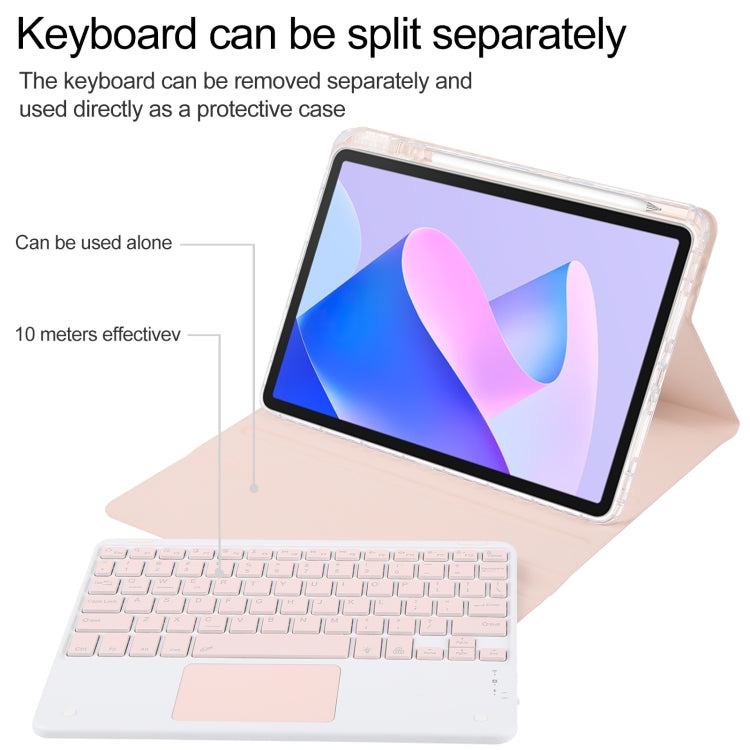 For Huawei MatePad 11 2023 / 2021 Square Button Bluetooth Keyboard Rotatable Holder Leather Case with Touchpad(Rose Gold) - Huawei Keyboard by PMC TechLife | Online Shopping South Africa | PMC TechLife