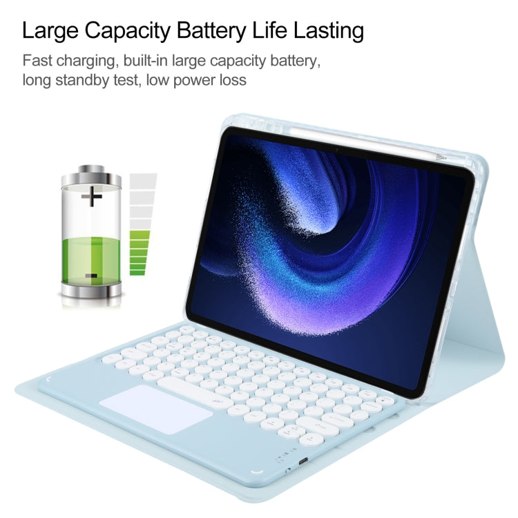 For Xiaomi Pad 6 Round Button Bluetooth Keyboard Rotatable Holder Leather Case with Touchpad(Sky Blue) - Others Keyboard by PMC TechLife | Online Shopping South Africa | PMC TechLife