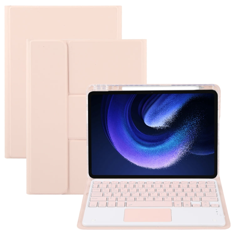 For Xiaomi Pad 6 Square Button Bluetooth Keyboard Rotatable Holder Leather Case with Touchpad(Rose Gold) - free shipping - PMC TechLife - Order now!