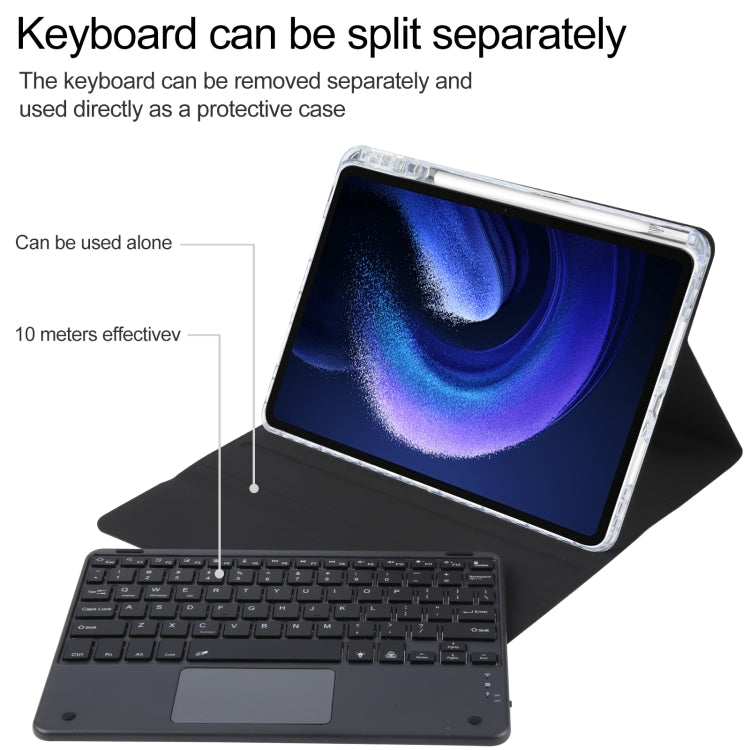 For Xiaomi Pad 6 Square Button Bluetooth Keyboard Rotatable Holder Leather Case with Touchpad(Black) - free shipping - PMC TechLife - Order now!