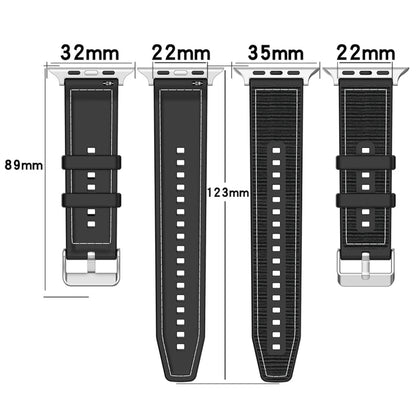 For Apple Watch SE 44mm Ordinary Buckle Hybrid Nylon Braid Silicone Watch Band(Black) - Watch Bands by PMC Jewellery | Online Shopping South Africa | PMC Jewellery