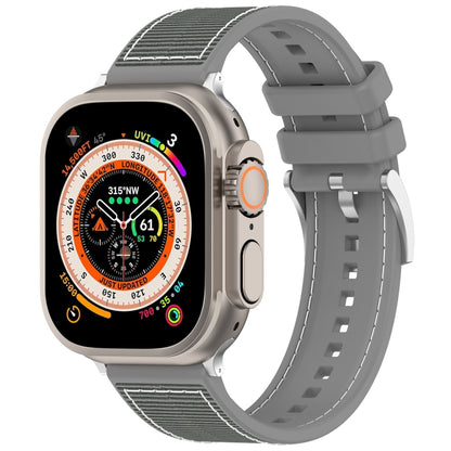 For Apple Watch Ultra 49mm Official Buckle Hybrid Nylon Braid Silicone Watch Band(Grey) - Watch Bands by PMC Jewellery | Online Shopping South Africa | PMC Jewellery