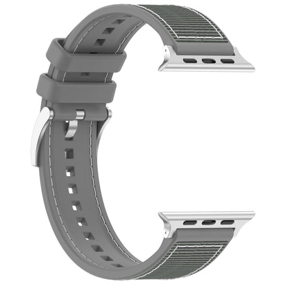 For Apple Watch Ultra 49mm Official Buckle Hybrid Nylon Braid Silicone Watch Band(Grey) - Watch Bands by PMC Jewellery | Online Shopping South Africa | PMC Jewellery