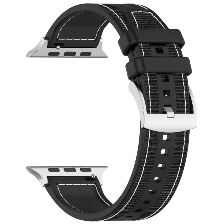 For Apple Watch SE 2022 40mm Official Buckle Hybrid Nylon Braid Silicone Watch Band(Black) - Watch Bands by PMC Jewellery | Online Shopping South Africa | PMC Jewellery