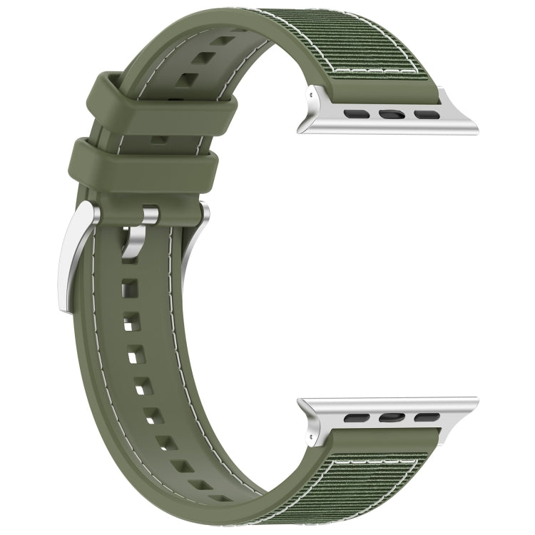 For Apple Watch Series 6 40mm Official Buckle Hybrid Nylon Braid Silicone Watch Band(Green) - Watch Bands by PMC Jewellery | Online Shopping South Africa | PMC Jewellery