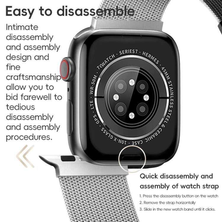 For Apple Watch SE 44mm ZGA Milanese Magnetic Metal Watch Band(Black) - Watch Bands by ZGA | Online Shopping South Africa | PMC Jewellery