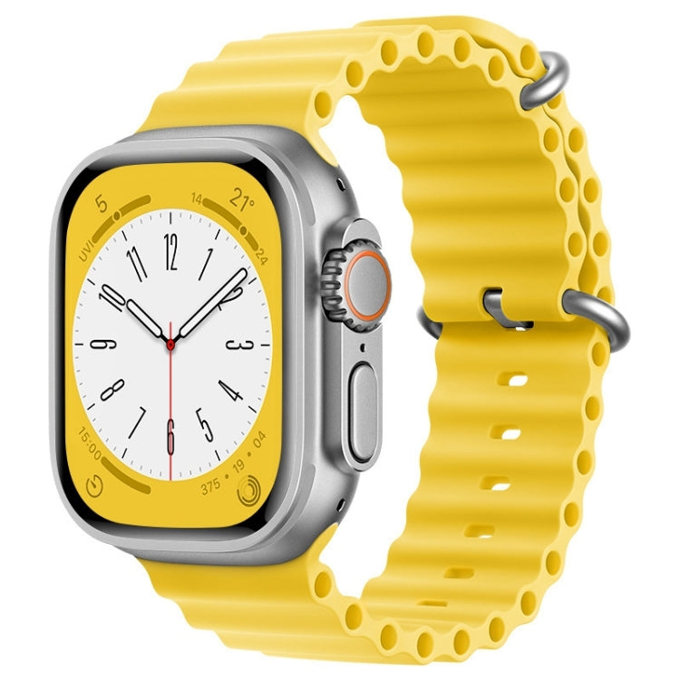 For Apple Watch SE 2023 44mm ZGA Ocean Silicone Watch Band(Yellow) - Watch Bands by ZGA | Online Shopping South Africa | PMC Jewellery