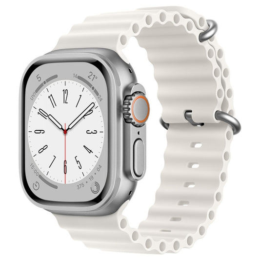 For Apple Watch Series 5 44mm ZGA Ocean Silicone Watch Band(White) - Watch Bands by ZGA | Online Shopping South Africa | PMC Jewellery