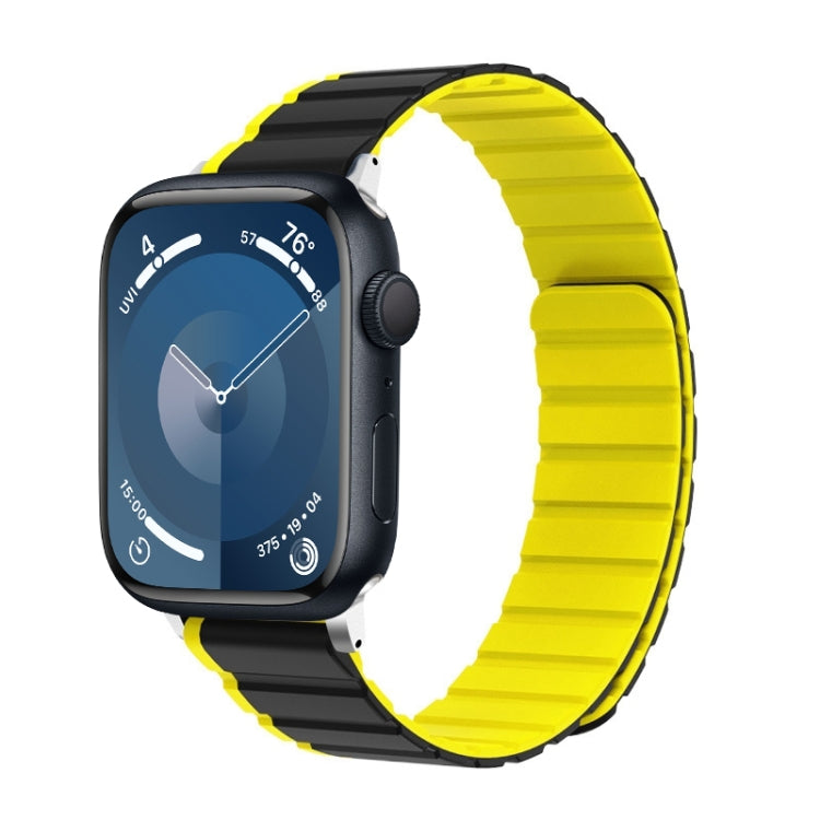 For Apple Watch Series 9 45mm ZGA Two Color Magnetic Silicone Watch Band(Grey+Yellow) - Watch Bands by ZGA | Online Shopping South Africa | PMC Jewellery | Buy Now Pay Later Mobicred