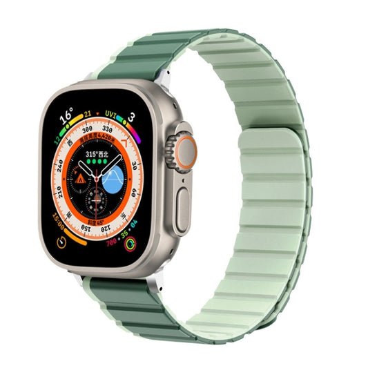 For Apple Watch Series 8 45mm ZGA Two Color Magnetic Silicone Watch Band(Dark Green+Light Green) - Watch Bands by ZGA | Online Shopping South Africa | PMC Jewellery