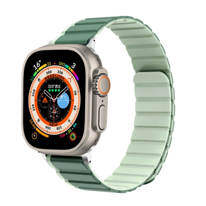 For Apple Watch Series 4 44mm ZGA Two Color Magnetic Silicone Watch Band(Dark Green+Light Green) - Watch Bands by ZGA | Online Shopping South Africa | PMC Jewellery