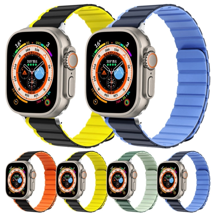 For Apple Watch 42mm ZGA Two Color Magnetic Silicone Watch Band(Grey+Yellow) - Watch Bands by ZGA | Online Shopping South Africa | PMC Jewellery