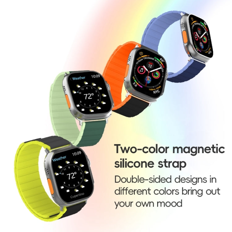For Apple Watch 42mm ZGA Two Color Magnetic Silicone Watch Band(Dark Green+Light Green) - Watch Bands by ZGA | Online Shopping South Africa | PMC Jewellery