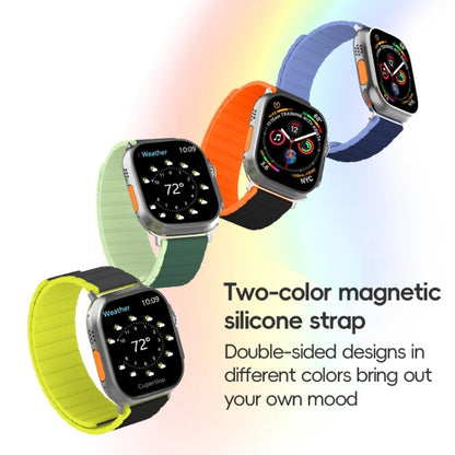 For Apple Watch Series 4 44mm ZGA Two Color Magnetic Silicone Watch Band(Grey+Yellow) - Watch Bands by ZGA | Online Shopping South Africa | PMC Jewellery