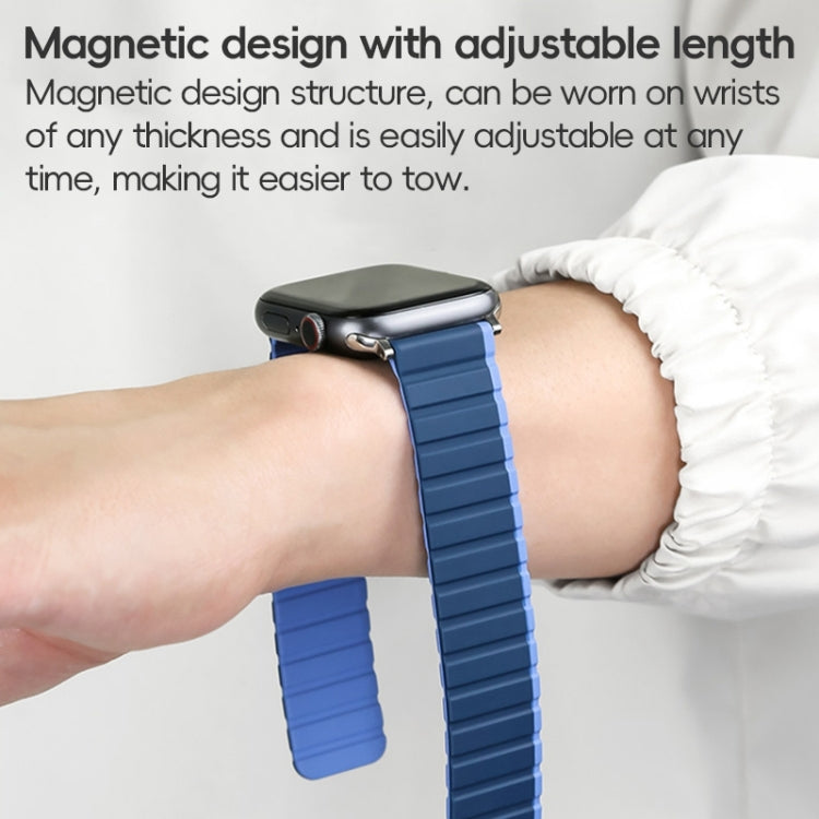 For Apple Watch Series 6 44mm ZGA Two Color Magnetic Silicone Watch Band(Dark Blue+Light Blue) - Watch Bands by ZGA | Online Shopping South Africa | PMC Jewellery | Buy Now Pay Later Mobicred