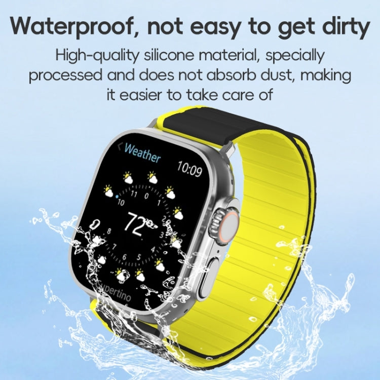 For Apple Watch SE 44mm ZGA Two Color Magnetic Silicone Watch Band(Grey+Yellow) - Watch Bands by ZGA | Online Shopping South Africa | PMC Jewellery | Buy Now Pay Later Mobicred