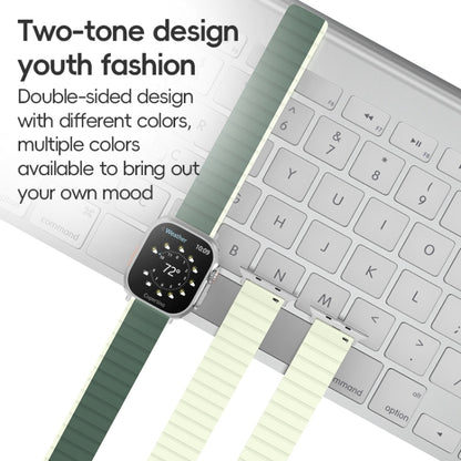 For Apple Watch Series 4 44mm ZGA Two Color Magnetic Silicone Watch Band(Dark Green+Light Green) - Watch Bands by ZGA | Online Shopping South Africa | PMC Jewellery