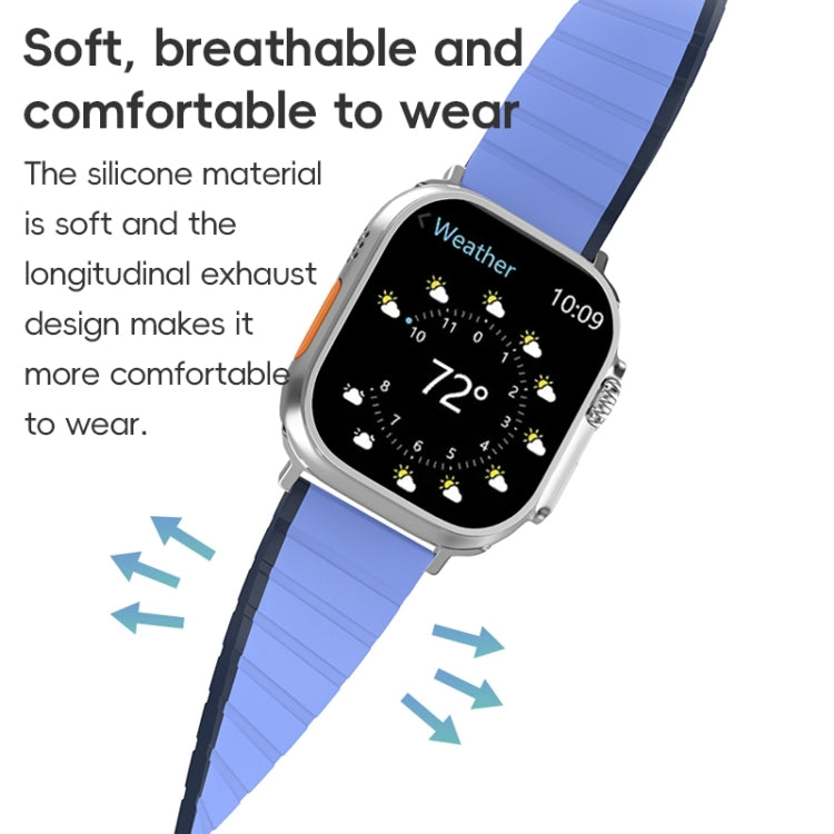 For Apple Watch Series 5 44mm ZGA Two Color Magnetic Silicone Watch Band(Dark Blue+Light Blue) - Watch Bands by ZGA | Online Shopping South Africa | PMC Jewellery