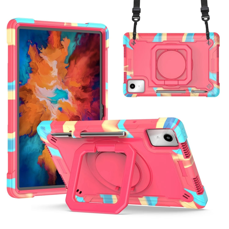 For Lenovo Tab M11/ Xiaoxin Pad 11 2024 Handle Robot Silicone Hybrid PC Tablet Case(Camouflage Rose Red) - Lenovo by PMC Jewellery | Online Shopping South Africa | PMC Jewellery | Buy Now Pay Later Mobicred